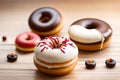 Various kinds of delicious donuts Royalty Free Stock Photo