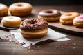 Various kinds of delicious donuts Royalty Free Stock Photo