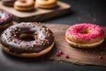 Various kinds of delicious donuts Royalty Free Stock Photo