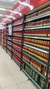 various kinds of sauces in the supermarket