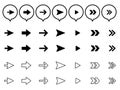 Various kinds of simple monochrome arrow icon set