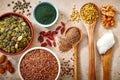 Various kinds of superfoods Royalty Free Stock Photo