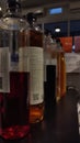 Various kinds of syrup bottles ready to be served to customers