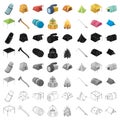 Various kinds of tents and other tourist accessories. The tent set collection icons in cartoon style vector symbol stock Royalty Free Stock Photo