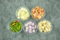 Various kinds of Thai food ingredients prepare of cooking