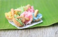 Various kinds of Thai sweet dessert for local eating Royalty Free Stock Photo