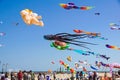 Various kites flying on the blue sky in the kite festival