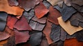 Various leather pieces forming a patchwork texture. Royalty Free Stock Photo