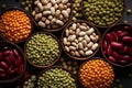 Various legumes and beans come together to create a harmonious assortment
