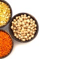 Various legumes in wooden bowl Royalty Free Stock Photo