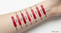 Lipstick shades on a arm Royalty Free Stock Photo