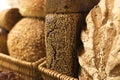 Various loaves of bread in baskets