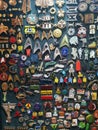 Various pins on display at the Star Trek convention in Las Vegas