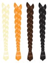 Various long female braids. Hair.