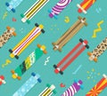 Various Longboards Diagonal Seamless Pattern