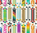 Various Longboards Seamless Pattern