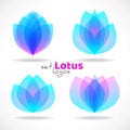 Various lotus bud logo templates. Vector natural floral logotypes set. Flower blossom symbols design idea Royalty Free Stock Photo