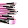 Various makeup brushes isolated over white background. Royalty Free Stock Photo