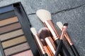 Various makeup products on dark background Royalty Free Stock Photo