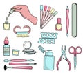 Various manicure accessories and tools.
