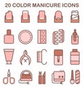 Various manicure and pedicure icons set. Professional equipment