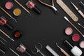 Various manicure or pedicure tools and accessories on dark background Royalty Free Stock Photo