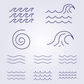 various marine or oceanic wave water flow of lake and river logo vector illustration, bundle set collection package design Royalty Free Stock Photo