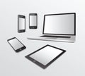 Various media devices on grey