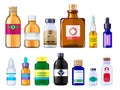 Various medical bottles. Health care concept pictures of drugs bottles with labels