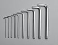 Different sizes of metal hex keys Royalty Free Stock Photo