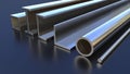 various metal profile on the floor - industrial 3D rendering