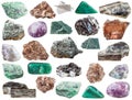 Various mica gemstones and rocks isolated