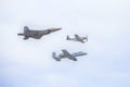 Various Military Aircrafts Fly In Formation