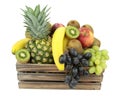 Vintage wooden crate full of colorful fresh fruits Royalty Free Stock Photo