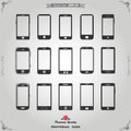 Various Mobile Phone Icons Set as Vectors