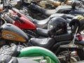 Various model of Harley Davidson easy rider motorcycle parking in the open area Royalty Free Stock Photo