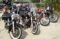 Various model of Harley Davidson easy rider motorcycle parking in the open area Royalty Free Stock Photo