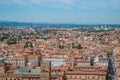 Various monuments and towers of the city in aerial view, Bologna ITALY Royalty Free Stock Photo