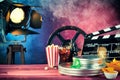 Cinematography film theme with refreshments