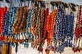 Various multi-colored worry beads hanging for sale in Athens. Royalty Free Stock Photo