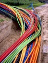 Various multicolor optical fiber cables Royalty Free Stock Photo