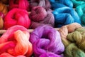 various multicolored polyester fibers ready for spinning Royalty Free Stock Photo