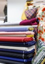 Various multicolored textiles for sale