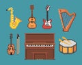 Various Music Pixel Instruments Icons