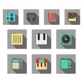 various musical electronic equipments. Vector illustration decorative design