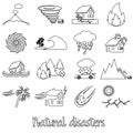 Various natural disasters problems in the world outline icons eps10 Royalty Free Stock Photo