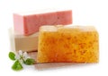 Various natural soap bars