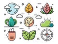 Various nature icons in a flat, modern design style art Royalty Free Stock Photo