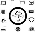 Various IT and network media icon and app collecti