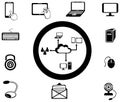 Various IT and network media icon and app collecti